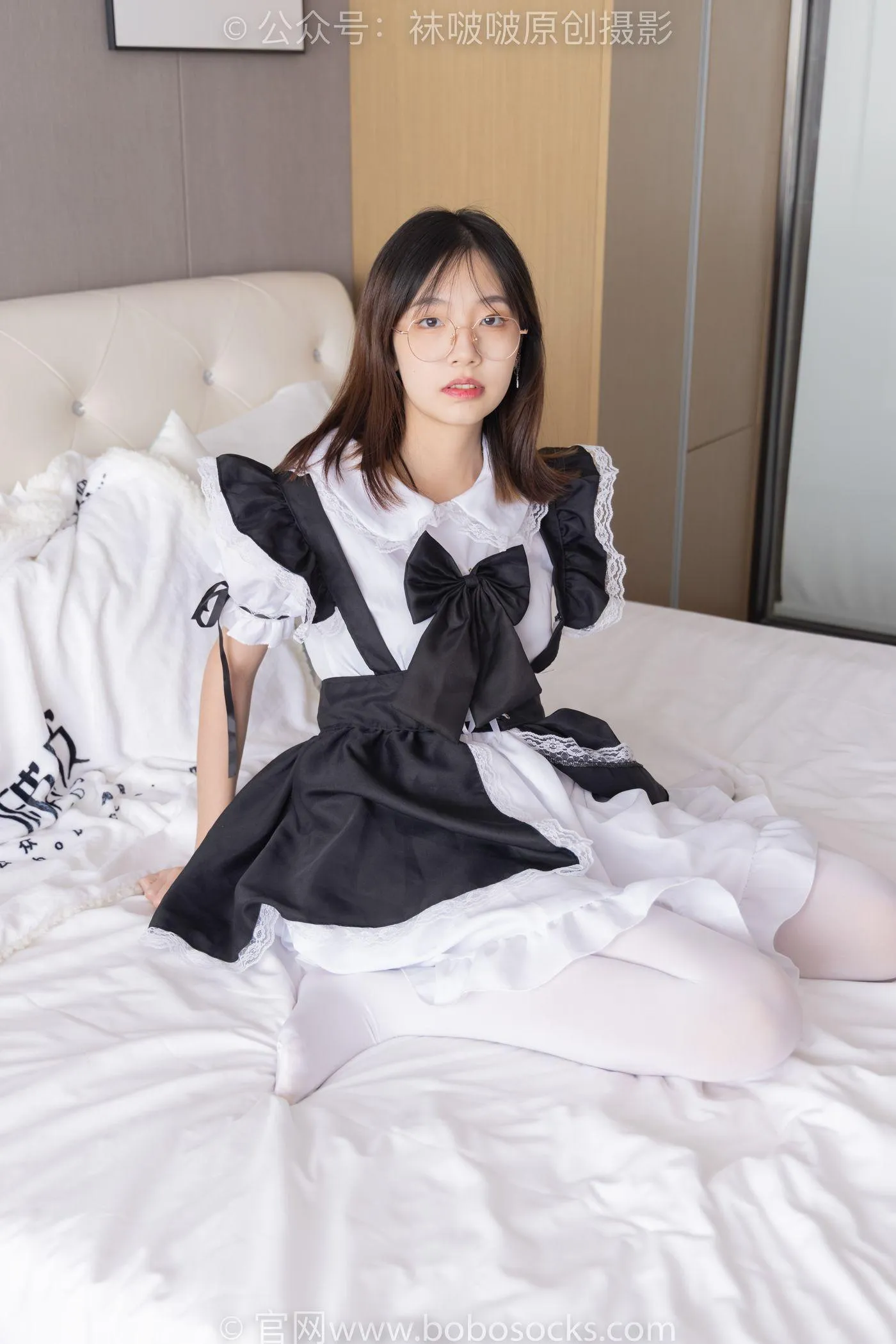 [BoBoSocks袜啵啵]NO.195 小甜豆-黑皮鞋、厚白丝、女仆装 [135P]插图8